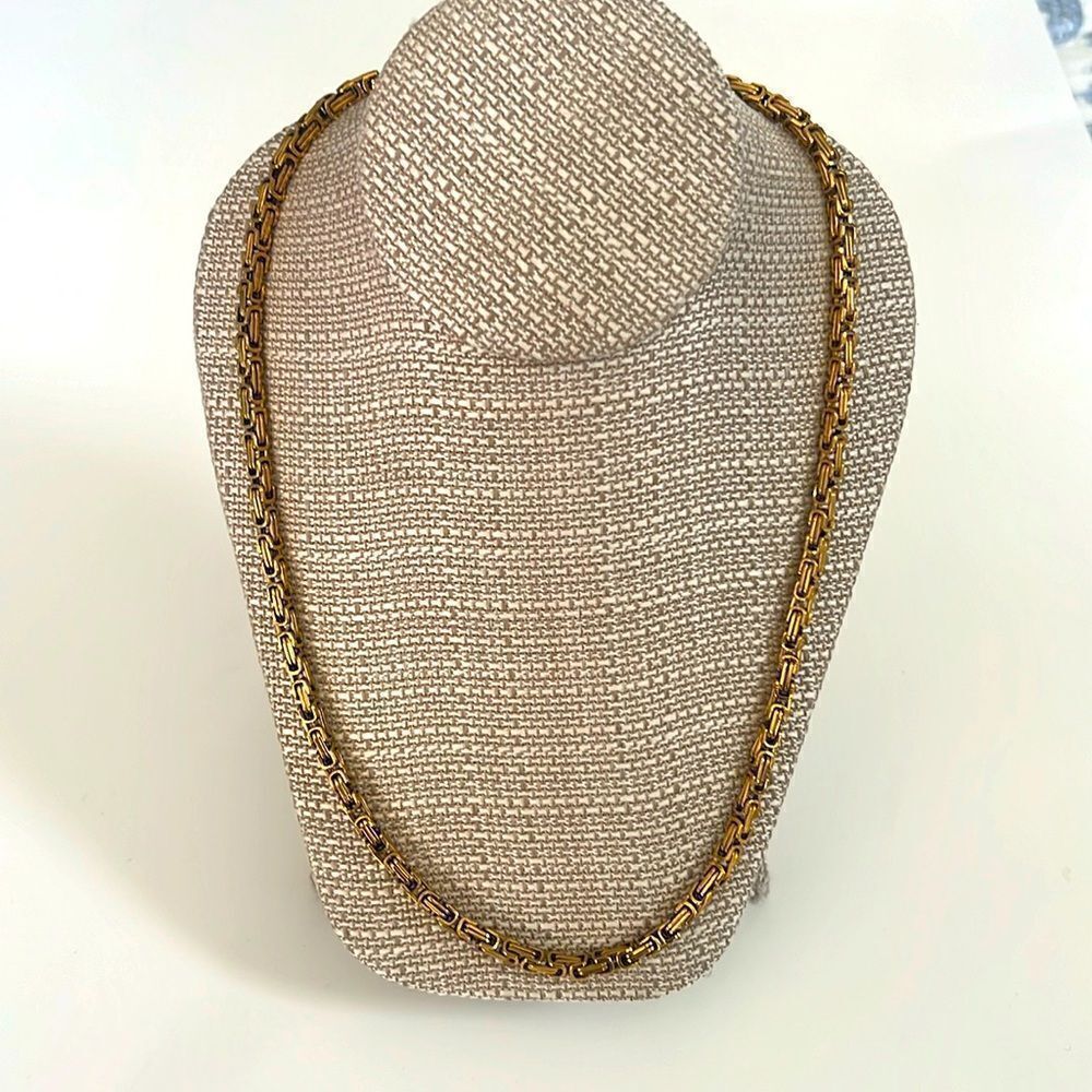 Byzantine Gold Tone Stainless Steel Chain Necklace 22"